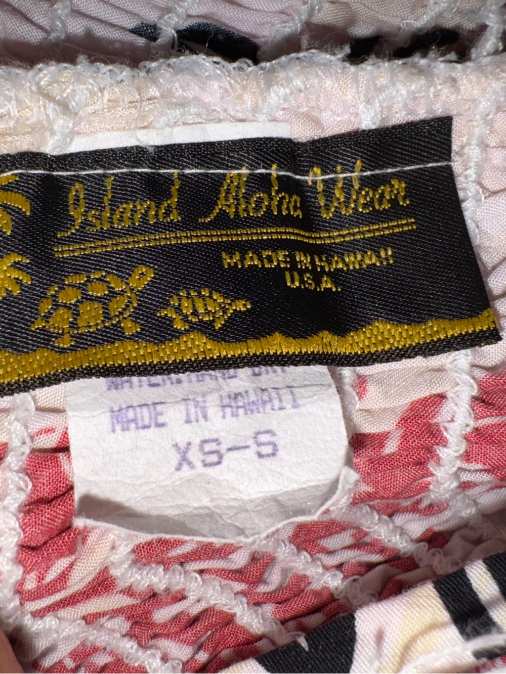 Island Aloha Wear Hawaii Smocked Sundress Size XS/S Tribal Floral Tie Strap - Picture 3 of 5